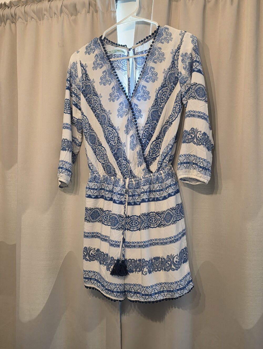 Maurices Blue & White Paisley Print Romper – Size S